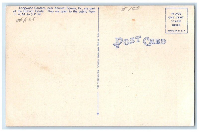 c1940 Carillon Tower Longwood Gardens Exterior Wilmington Delaware DE Postcard