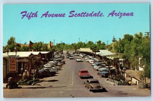 Scottdale Arizona AZ Postcard Fifth Avenue Aerial View Street Scene 1960 Vintage