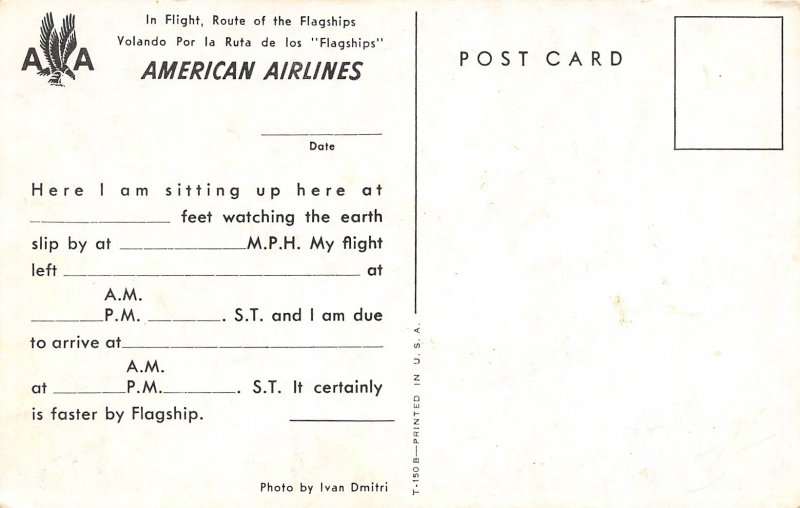American Airlines Flagship Plane 1950s postcard