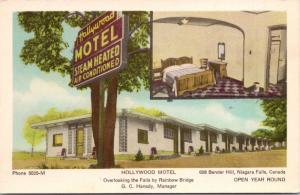 Hollywood Motel Niagara Falls ON Ontario Unused Vintage Postcard D70