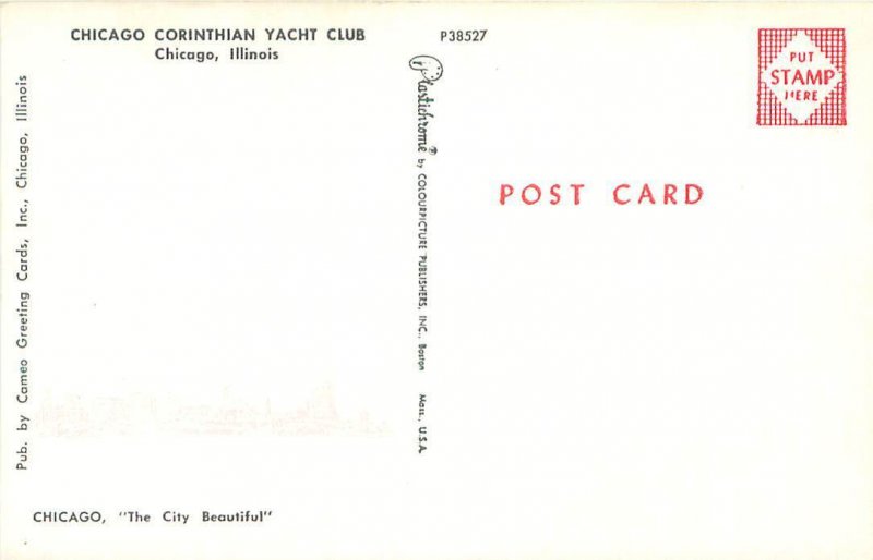 Chicago Corinthian Yacht Club, Jonesy Yacht Chrome Postcard Unused