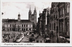 Germany Magdeburg Alter Markt mit Rathaus Vintage Postcard C077