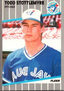 1989 Fleer Baseball Card Todd Stottlemyre Pitcher Toronto Blue Jays sun0675