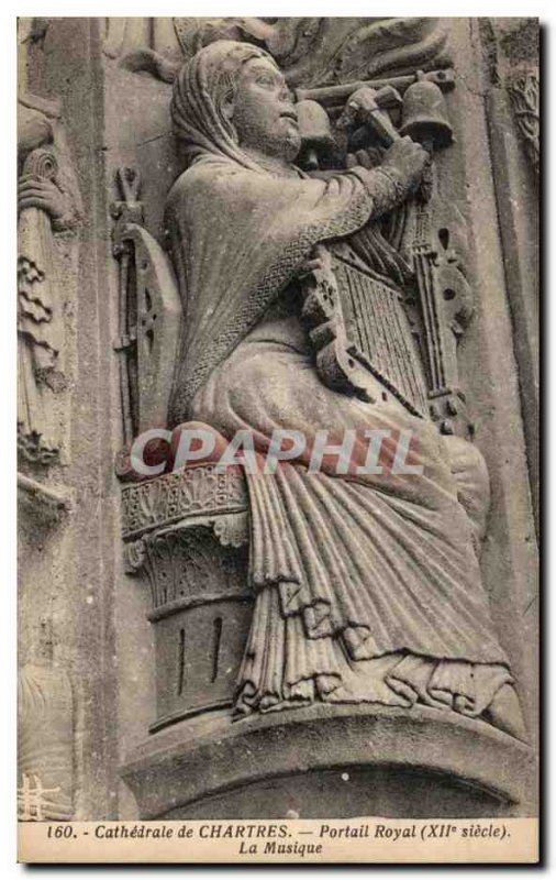 Old Postcard Cathedral of Chartres North Gate Music