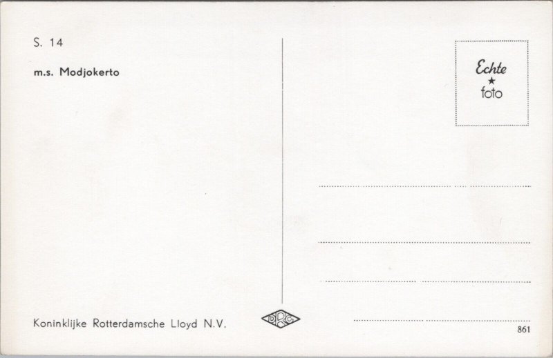 MS Modjokerto Koninklijke Rotterdamsche Lloyd Ship RPPC C018