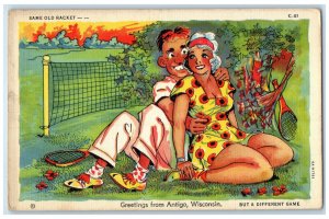 c1950's Same Old Racket Greetings from Antigo Wisconsin WI Vintage Postcard