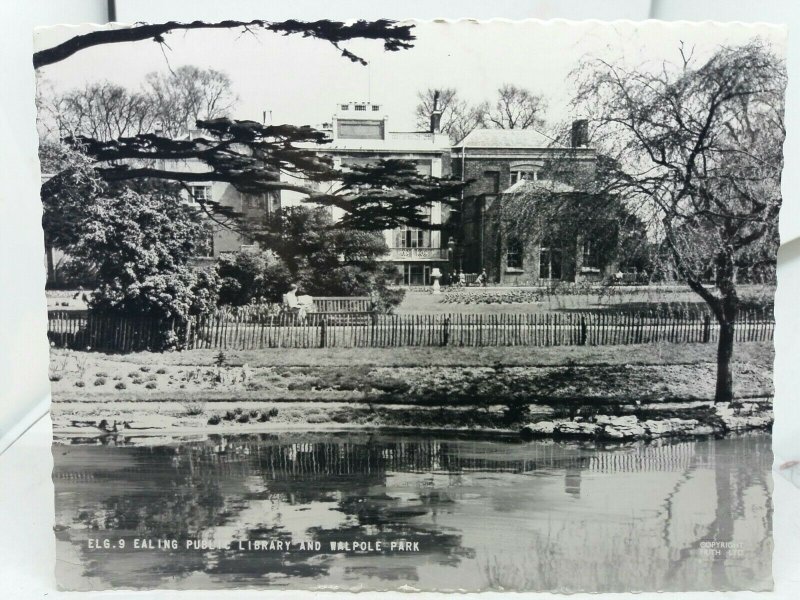 Vintage Friths Rp Postcard Ealing Public Library and Walpole Park Posted 1962