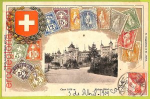 Lib7775 - SWITZERLAND - VINTAGE POSTCARD - Caux - 1909, EMBOSSED-