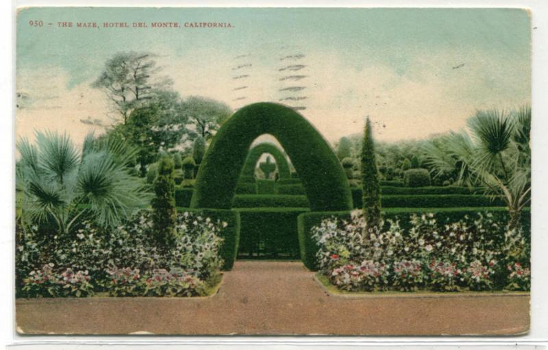 The Maze Hotel Del Monte California 1909 postcard