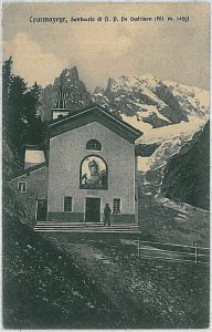 AOSTA province vintage postcard - Courmayeur: SANCTUARY 1922-