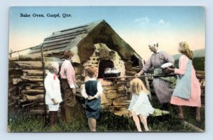 Family Baking In Outdoor Oven  Gaspe PQ Quebec Canada UNP Unused DB Postcard I16