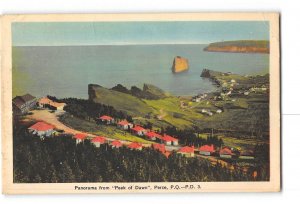 Perce Quebec Canada Postcard 1941 Panorama from Peak of Dawn