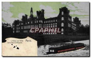 Paris Postcard Old City Hall and bridge & # 39Arcole