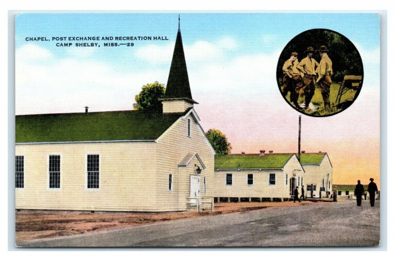 Postcard Chapel, Post Exchange & Recreation Hall, Camp Shelby MS T19