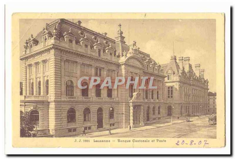  Switzerland Vintage Postcard Lausanne Banks cantonal and Posts