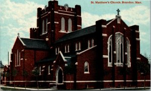 Postcard MB Brandon St. Matthew's Church Valentine & Sons Publishing ~1910 K49