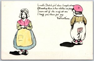 Vtg Valentine Greetings Little Dutch Girl Boy Humor 1900s Postcard