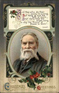 Winsch Christmas James Russell Lowell Quote and Portrait c1910 Vintage Postcard