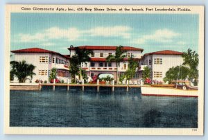 Fort Lauderdale Florida FL Postcard Casa Glamaretta Apts. Bay Shore Drive c1940