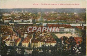 Old Postcard Lyon Bellecour district general view and Guillotiere