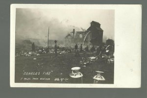 Searles MINNESOTA RPPC 1911 ELEVATOR FIRE Ruins Crowd nr New Ulm Sleepy Eye