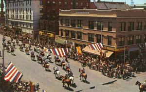 Postcard Early Aerial View of Frontier Days Parade, Cheyenne, WY.  P5