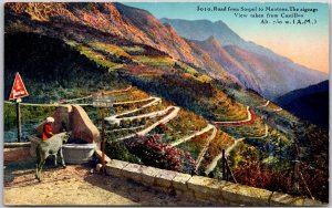 Road From Sospel To Mentone Zigzags View From Castillon France Pass Postcard