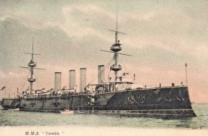 Postcard British Royal Navy HMS Terrible c1900s Trichromatic