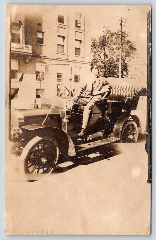 St Louis Missouri Cancel Fellow Shows Off Vintage 1908 Car To Miss Pearson Rppc United States Missouri Other Postcard Hippostcard