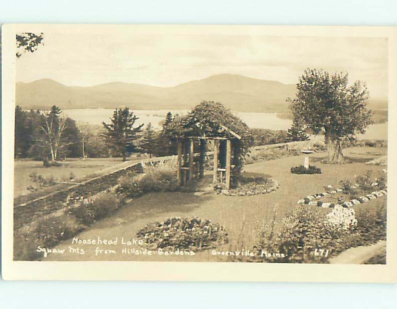 1939 rppc HILLSIDE GARDEN AT MOOSEHEAD LAKE Greenville Maine ME HM2479