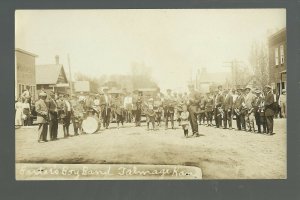 Talmedge KANSAS RPPC 1910 BARTER'S BOY BAND Main Street nr Abilene Salina