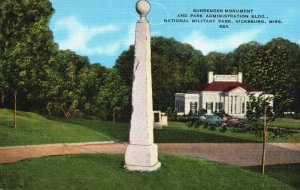 Vintage Postcard Surrender Monument Park Administration Building Vicksburg Miss.