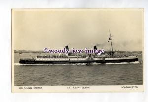 pf2456 - Red Funnel Paddle Steamer - Solent Queen , built 1916 - postcard