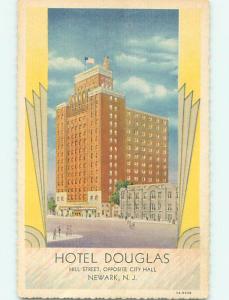 Unused Linen-Like DOUGLAS HOTEL Newark New Jersey NJ t0634