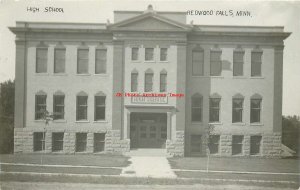 MN, Redwood Falls, Minnesota, RPPC, High School Building, Entrance View, Photo