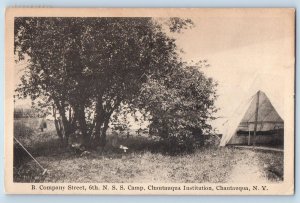 Chautauqua New York NY Postcard Company Street Chautauqua Institute 1922 Antique