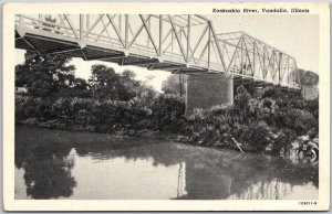 Vandalia Illinois ILL, Bridge Over Kaskaskia River, Waterfront, Vintage Postcard