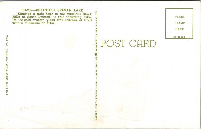 Sylvan Lake Black Hills South Dakota SD Postcard UNP VTG Unused Vintage Chrome 