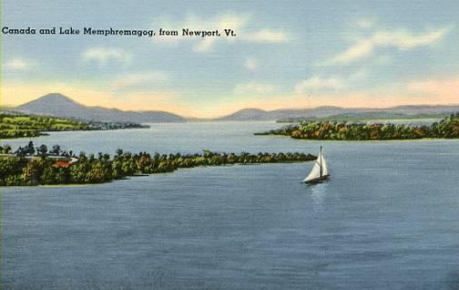 VT - Newport. Lake Memphramagog and Canada