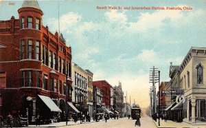 J37/ Fostoria Ohio Postcard c1910 South Main Street Interurban Depot 263 