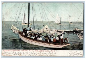 1907 Jachts Getting Under Way Atlantic City New Jersey NJ Antique Postcard