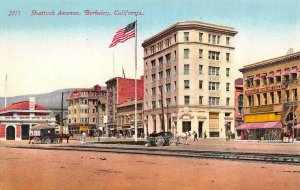 BERKELEY, CA  California  SHATTUCK AVENUE STREET SCENE-Wagons  c1910's Postcard