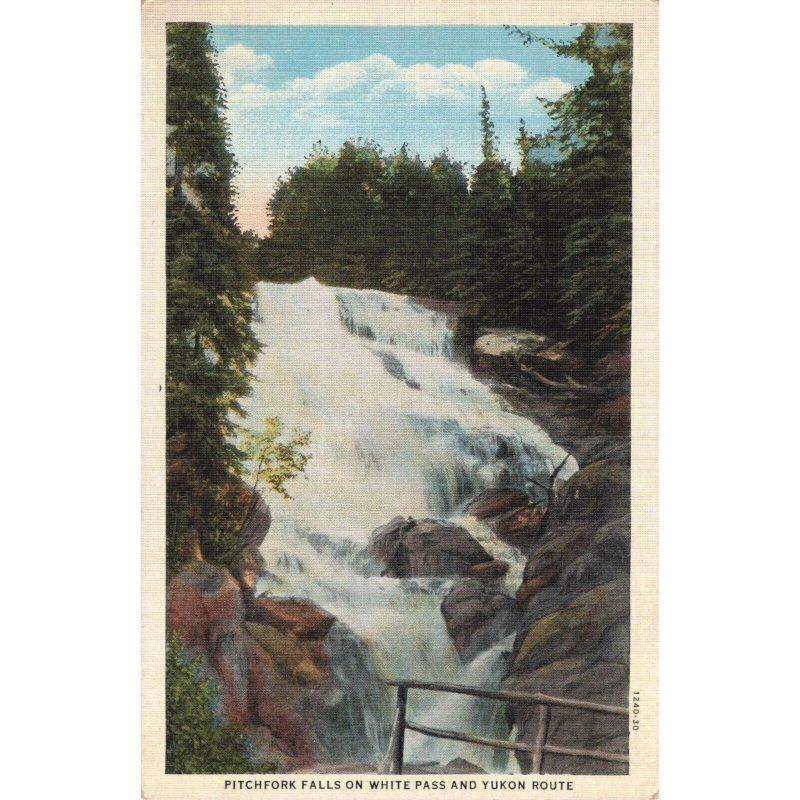 c.1930's Pitchfork Falls White Pass Yukon Route Postcard / 2T7-232