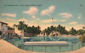 Vintage Postcard Venetian Pool Once a Rock Pit Coral Gables Miami Florida Fla.