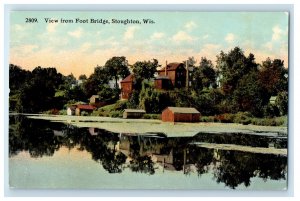 c1910 View from Foot Bridge, Stoughton Wisconsin WI Unposted Antique Postcard