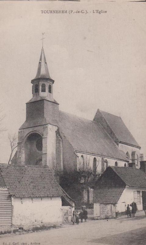 Tournehem Church L'Eglise French Antique Postcard