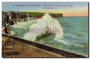 Old Postcard Arromanches Les Bains Effect Surf in the Bay A storm Day