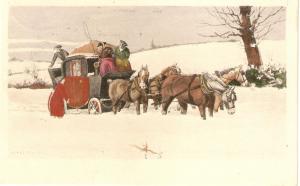 \The stage coach. Horses\ Very nice antique postcard