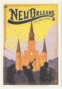 Postcard of New Orleans Louisiana The Big Easy Travel Poster Style Postcard