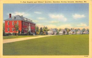 Aberdeen Maryland 1940s Postcard Post Hospital & Officers Quarters Proving